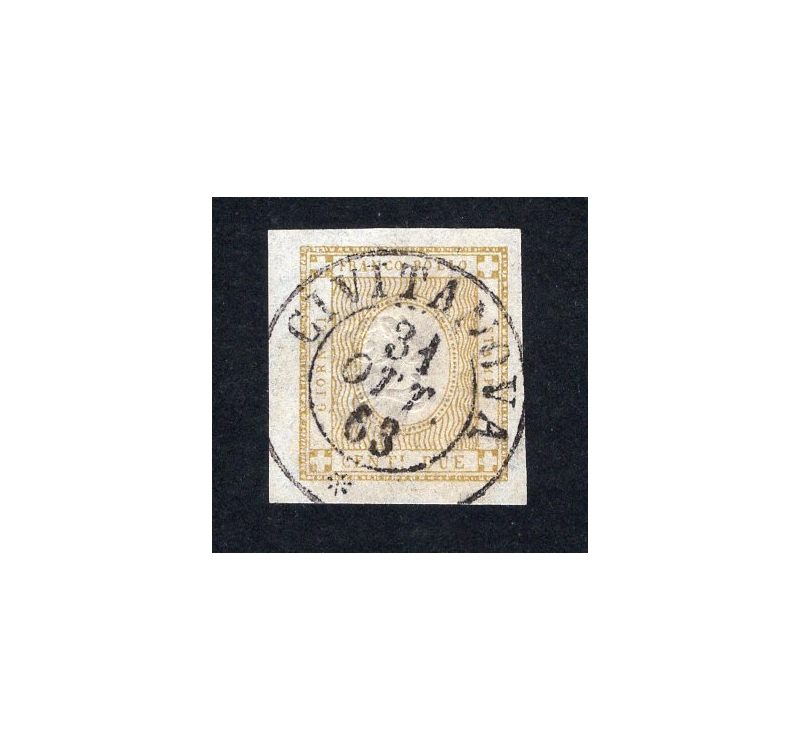 ITALIA REGNO 1862 - Cifra in rilievo 2 c. bistro, n° 10. Cat. € 160 (U)