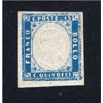 ITALIA REGNO 1863 Vittorio Emanuele in rilievo 15 c. azzurro, n° 11. Cert.: IC. Cat. € 360 (**)