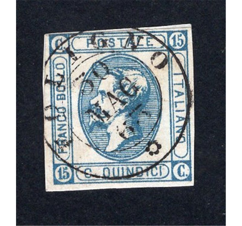ITALIA REGNO 1863 Vitt. Emanuele 15 c. I tipo stampa litografica, n° 12. Cat. € 40 (U)