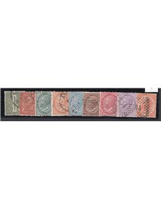 ITALIA REGNO 1863/65 Cifre e vedute, serie n° 14/22 + L18. Cat. € 265 (U)