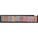 ITALIA REGNO 1863/65 Cifre e vedute, serie n° 14/22 + L18. Cat. € 265 (U)