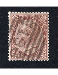 ITALIA REGNO 1863 Vitt. Emanuele 30 c. bruno n° L19. Cat. € 140 (U)