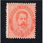 ITALIA REGNO 1879 Umberto I 2 £ vermiglio n° 43. Cat. € 90 (**)