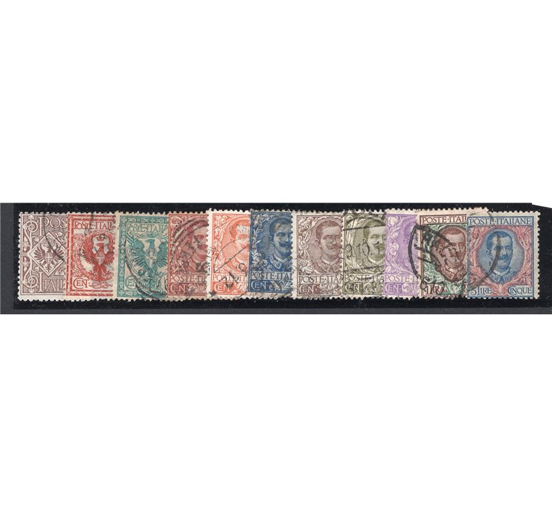 ITALIA REGNO 1901 Floreale, serie n° 68/78. Cat. € 60 (U)