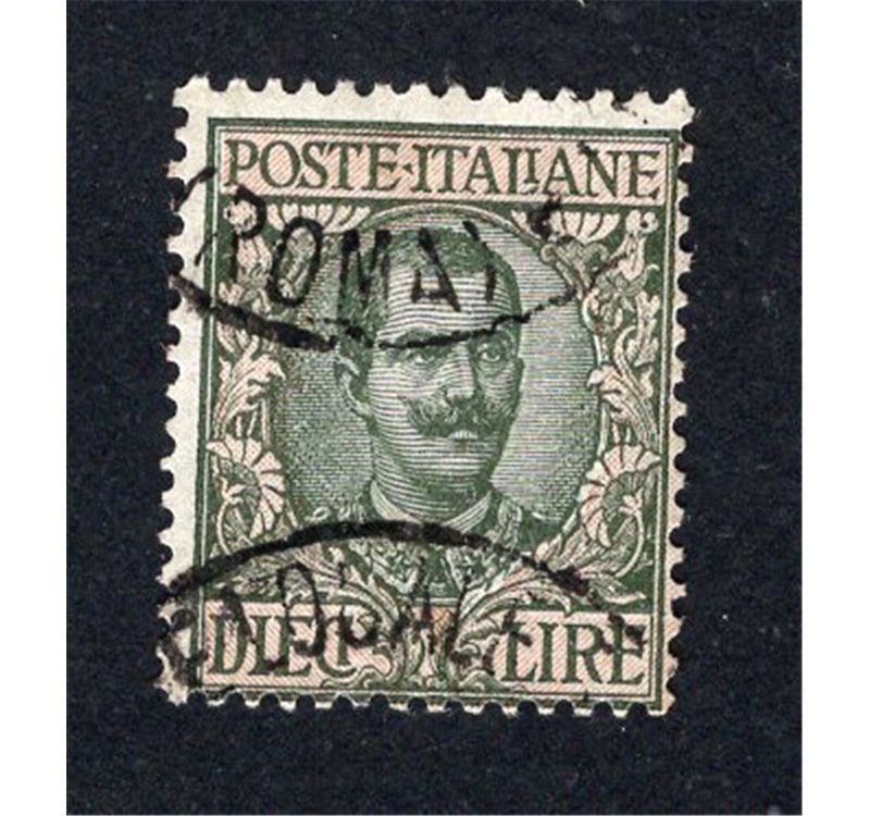ITALIA REGNO 1910 Floreale 10 £ n° 91. Cat. € 60 (U)