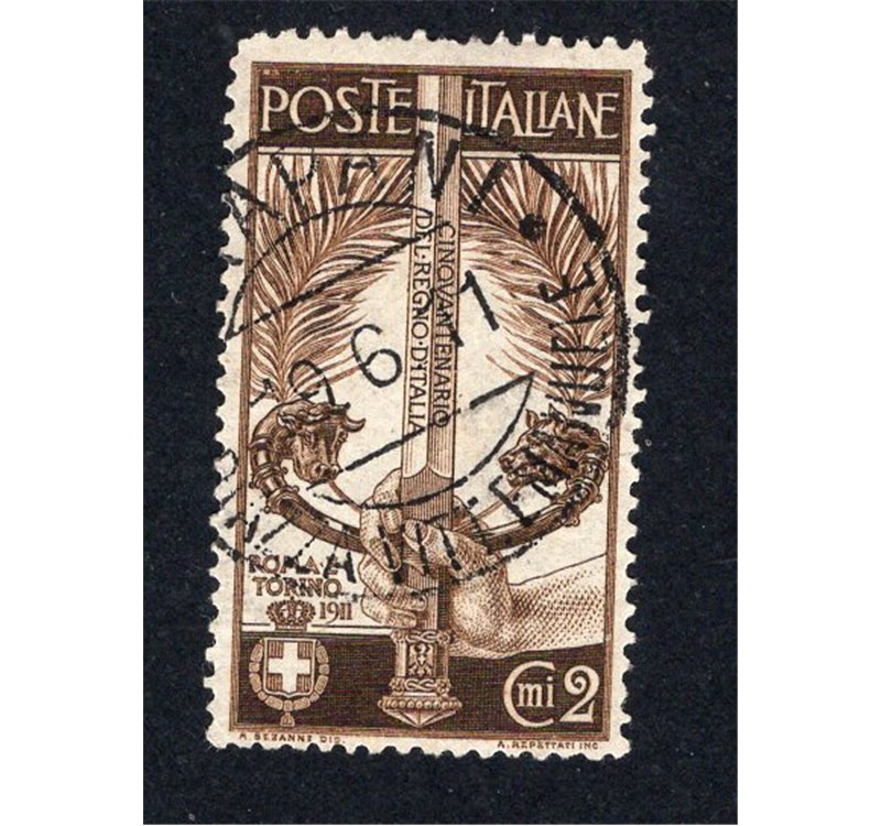 ITALIA REGNO 1911 Unità d'Italia 2 c. dent. 13½ n° 92a. Cat. € 60 (U)