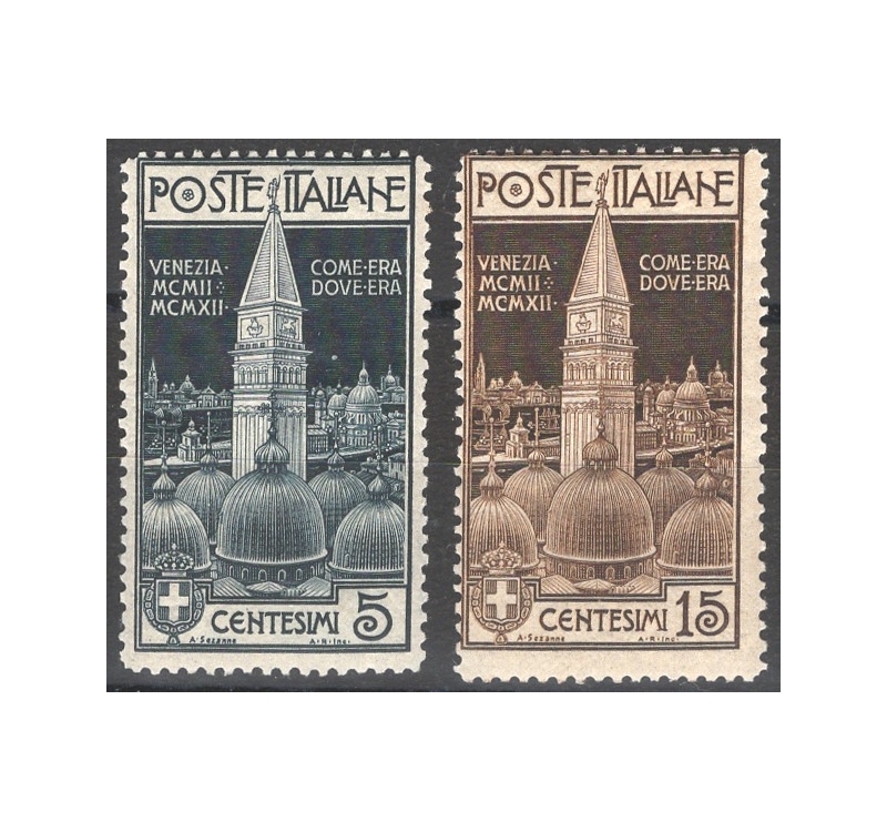 1912 - Campanile di Venezia, serie n° 97/98. Cat. € 225 (**)