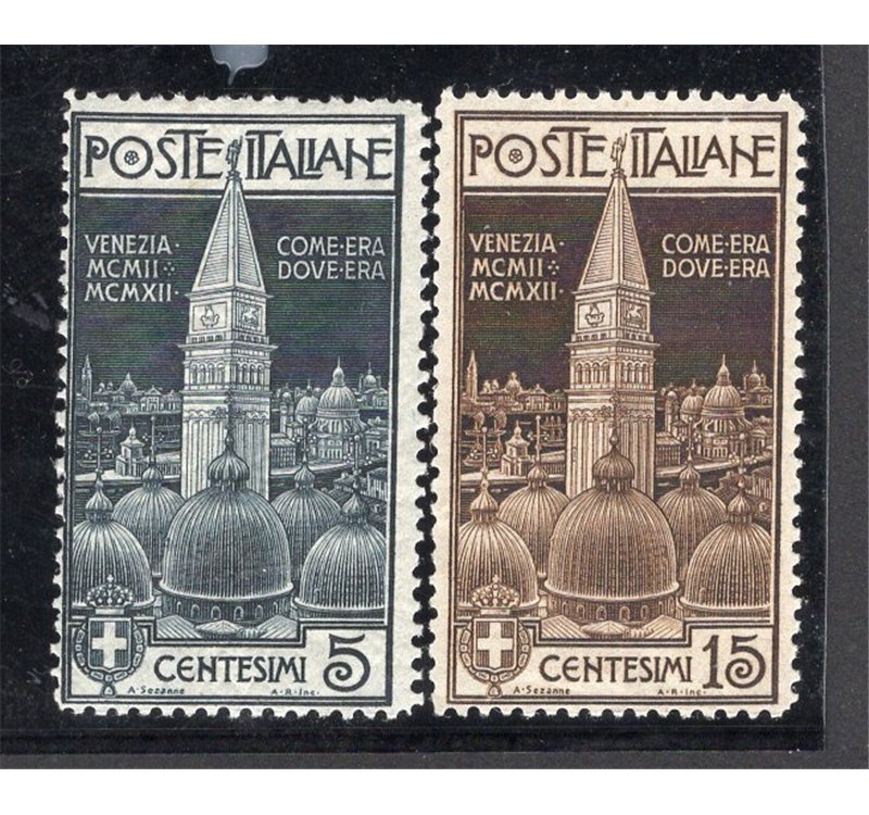 ITALIA REGNO 1912 Campanile di Venezia, serie n° 97/98. Cat. € 225 (**)
