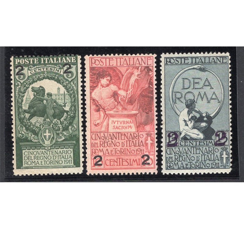 ITALIA REGNO 1913 Unità d'Italia, serie n° 99/101. Cat. € 25 (**)