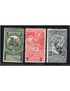 ITALIA REGNO 1913 Unità d'Italia, serie n° 99/101. Cat. € 25 (U)