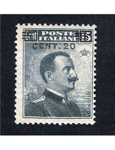 ITALIA REGNO 1916 Michetti 20 c. su 15 grigio nero n° 106. Cat. € 65 (**)
