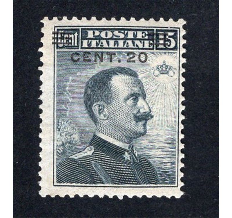 ITALIA REGNO 1916 Michetti 20 c. su 15 grigio nero n° 106. Cat. € 65 (**)