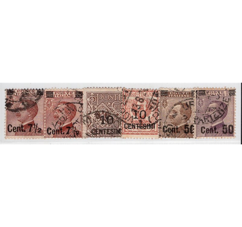 ITALIA REGNO 1923/27 - Vittorio Emanuele soprast., serie n° 135/40. Cat. € 195 (U)