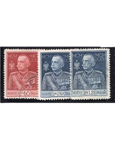 ITALIA REGNO 1925/26 Giubileo serie n° 186/88. Cat. € 125 (U)