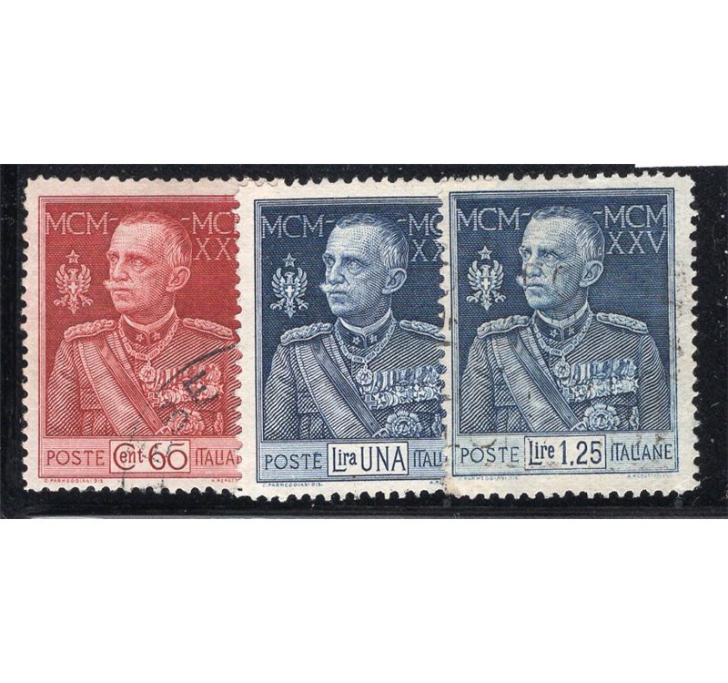 ITALIA REGNO 1925/26 Giubileo serie n° 186/88. Cat. € 125 (U)