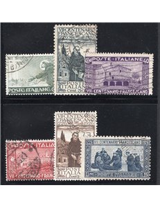 ITALIA REGNO 1926 San Francesco serie n° 192+194/95+197/99 dent. più comuni. Cat. € 240 (U)
