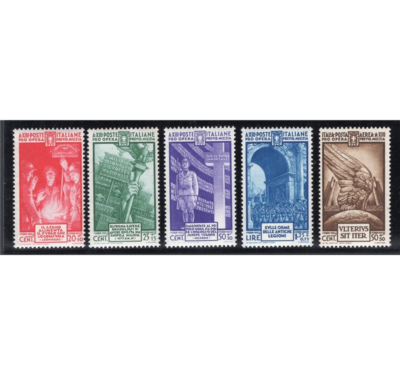 ITALIA REGNO 1935 Milizia IV serie n° 380/83 + P.A. 89. Cat. € 160 (**)