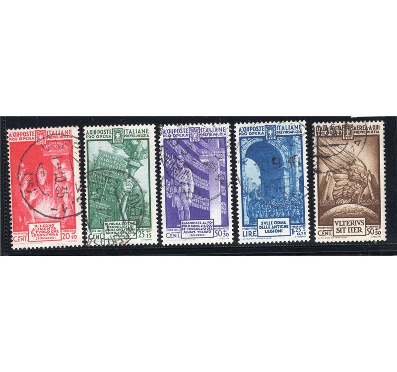ITALIA REGNO 1935 Milizia IV serie n° 380/83 + P.A. 89. Firm.: Chia. Cat. € 180 (U)