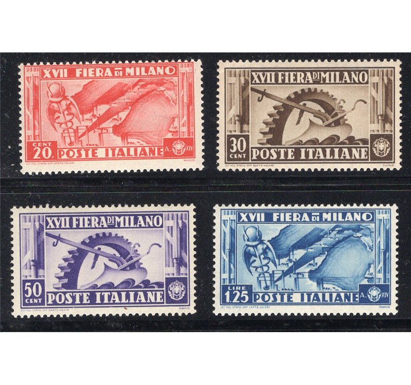 ITALIA REGNO 1936 Fiera di Milano serie ° 394/97. Cat. € 25 (**)