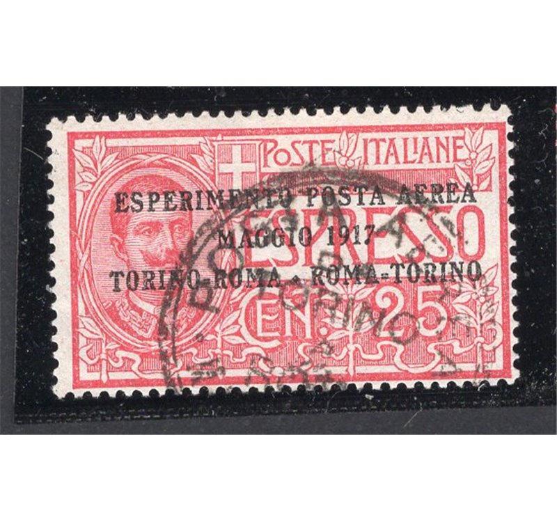 ITALIA REGNO 1917 Posta aerea Volo Torino - Roma - Torino n° 1. Cat. € 70 (U)