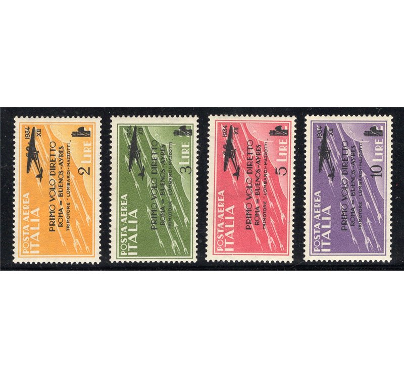 ITALIA REGNO 1934 Posta aerea Volo Roma Buenos Aires serie n° 56/59. Cat. € 150 (**)