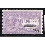 ITALIA REGNO 1917 Espresso urgente sovrast. "25" n° 3. Cat. € 175 (**)