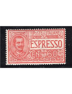 ITALIA REGNO 1922 Espresso Vitt. Emanuele 60 c. rosso n° 7. Cat. € 35 (**)