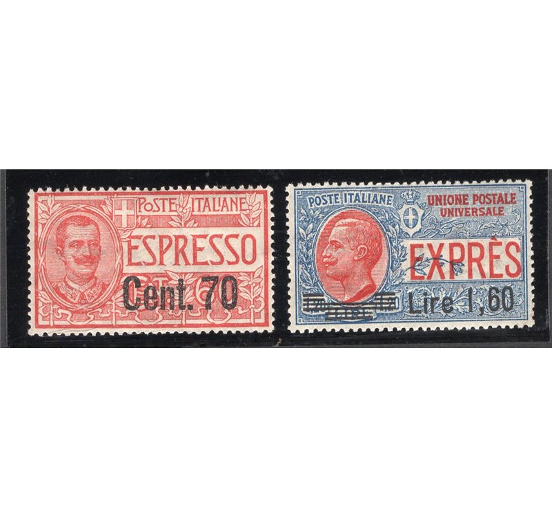 ITALIA REGNO 1924/25 Espresso Vitt. Emanuele sovast. serie n° 9/10 ottima cantratura. Cat. € 52,50 (**)