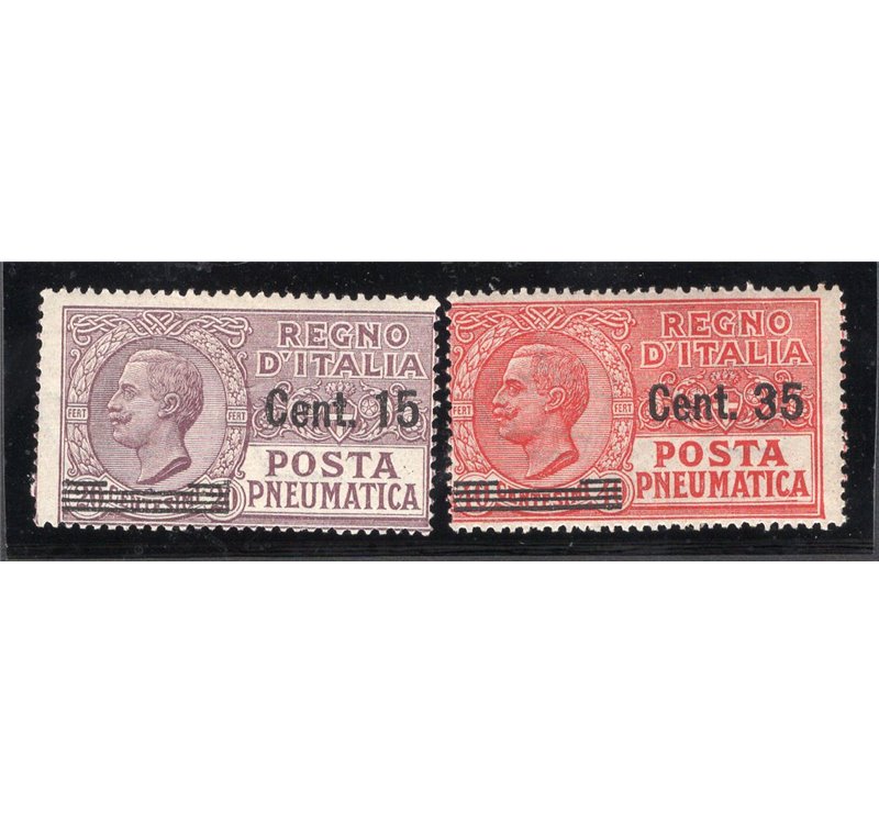 ITALIA REGNO 1927 Posta pneumatica Vitt. Emanuele sovrast. serie n° 10/11. Cat. € 110 (**)