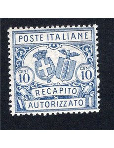 ITALIA REGNO 1928 Recapito autorizzato 10 c. dent. 11 n° 1. Cat. € 225 (**)