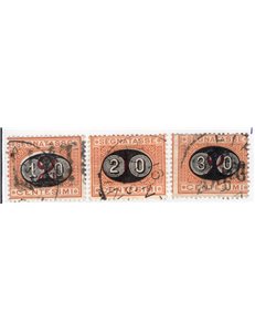 ITALIA REGNO 1870/74 Segnatasse cifra in ovale serie n° 3/14. Cat. € 575 (U)