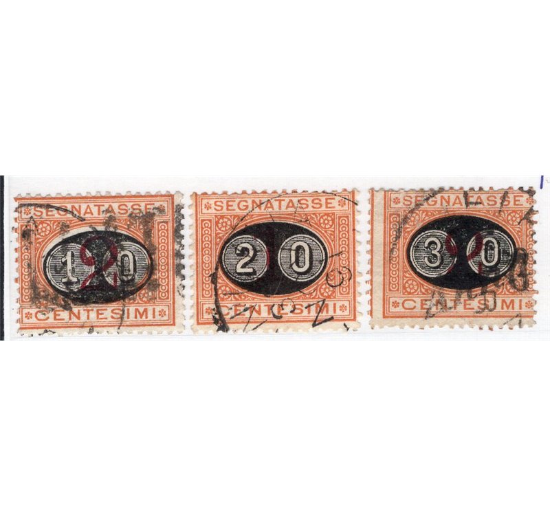 ITALIA REGNO 1870/74 Segnatasse cifra in ovale serie n° 3/14. Cat. € 575 (U)