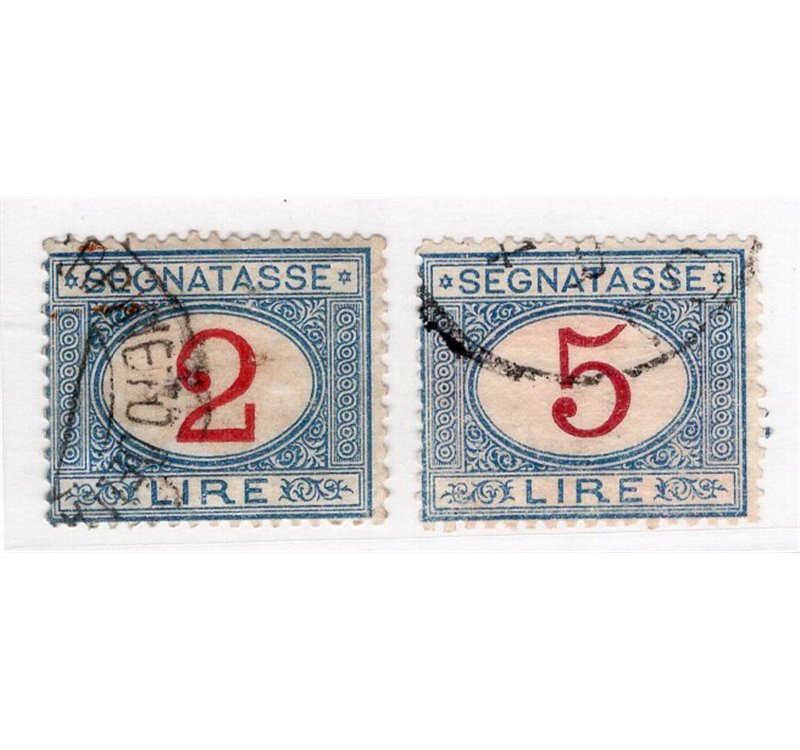 ITALIA REGNO 1890/91 Segnatasse mascherine soprast., serie n° 17/19. Cat. € 100 (U)