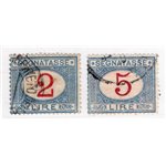 ITALIA REGNO 1890/91 Segnatasse mascherine soprast., serie n° 17/19. Cat. € 100 (U)