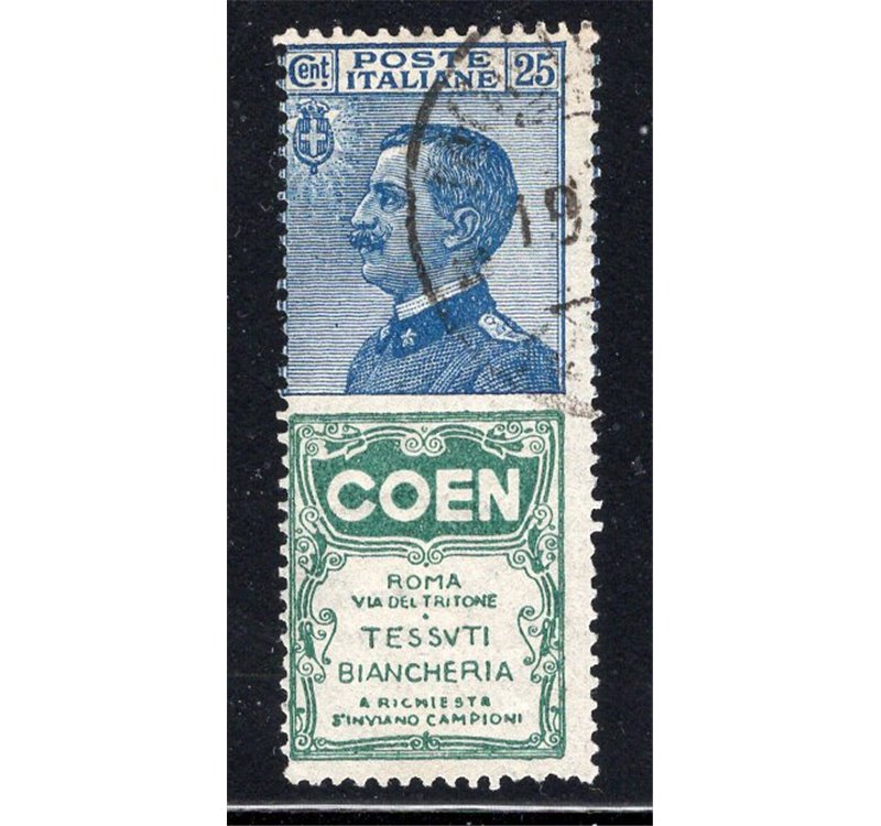 ITALIA REGNO 1922/24 Pubblicitari Abrador 25 c. azzurro n° 4. Cat. € 275 (U)