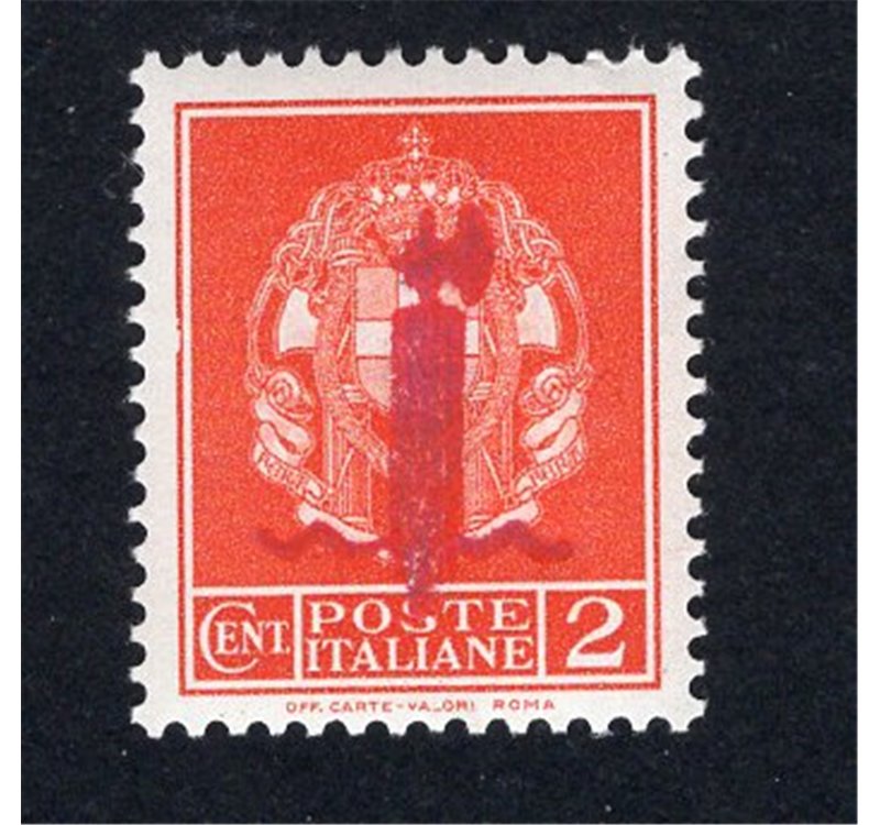 RSI 1944 Imperiale 20 c. carminio soprast. di tipo "k" in nero capovolta, n° 495/Aa. Cat. € 1.250 (**)