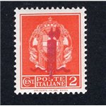 RSI 1944 Imperiale 20 c. carminio soprast. di tipo "k" in nero capovolta, n° 495/Aa. Cat. € 1.250 (**)