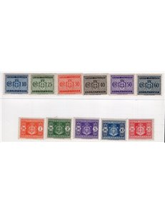 Luogotenenza 1945 Segnatasse serie n° 73/85 senza filigrana. Cat. € 35