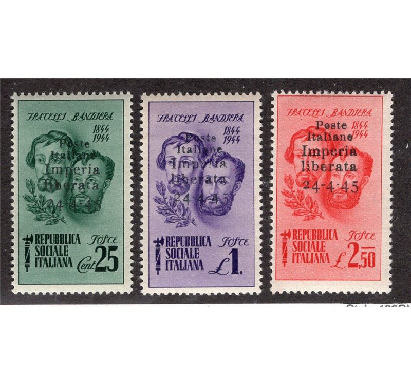 Emissioni C.L.N. Aosta 1944 Monumenti distrutti, n° 5/8. Cert.: Raybaudi. Cat. € 500 (**)