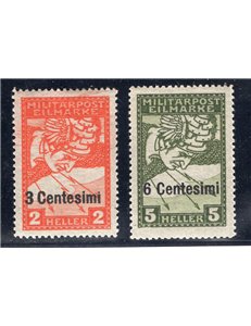 Occup. Austriaca Friuli Veneto 1918 Posta da campo soprast. serie n° 20/23. Cat. € 350 (*)