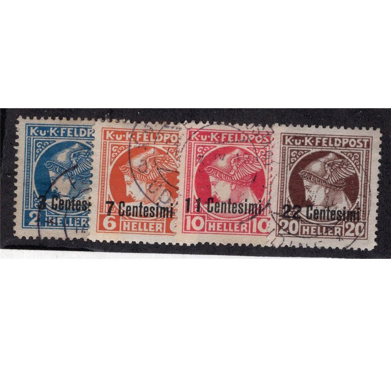 Occup. Austriaca Friuli Veneto 1918 Giornali Testa di Mercurio serie n° 1/4. Cat. € 175 (**)