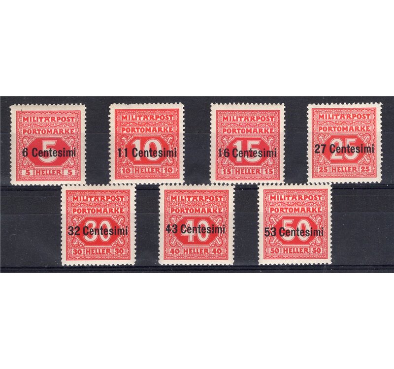 Occup. Austriaca Friuli Veneto 1918 Posta da campo soprast. serie n° 20/23. Cat. € 350 (*)