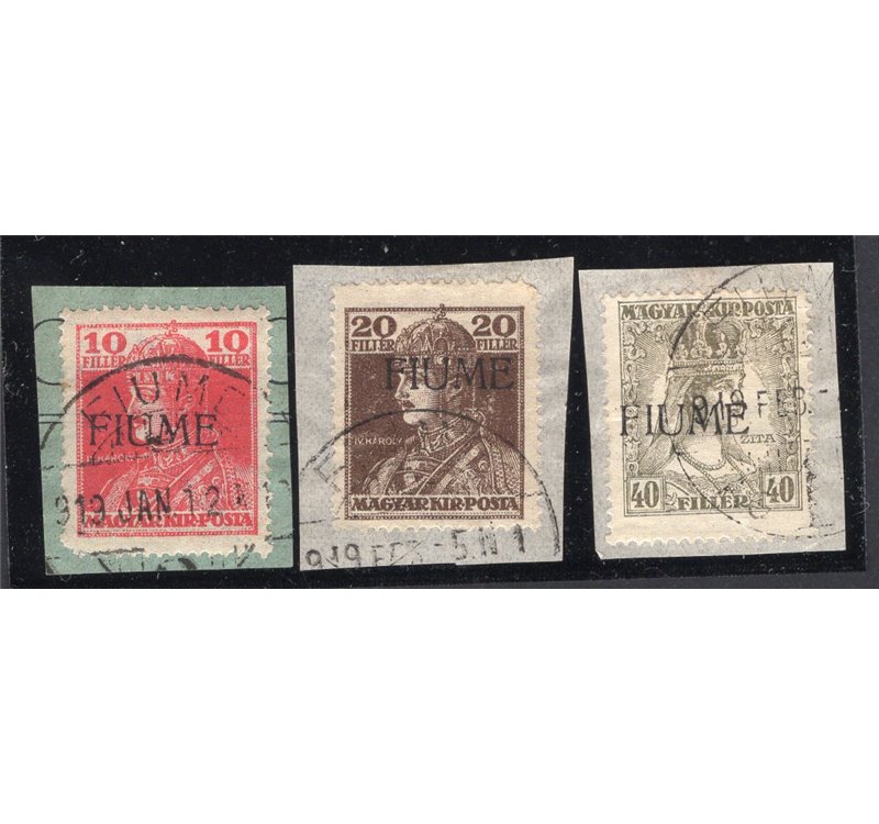 Fiume 1918/19 Beneficenza soprast. a macchina serie n° 1A/3. Cat. € 40 (U)