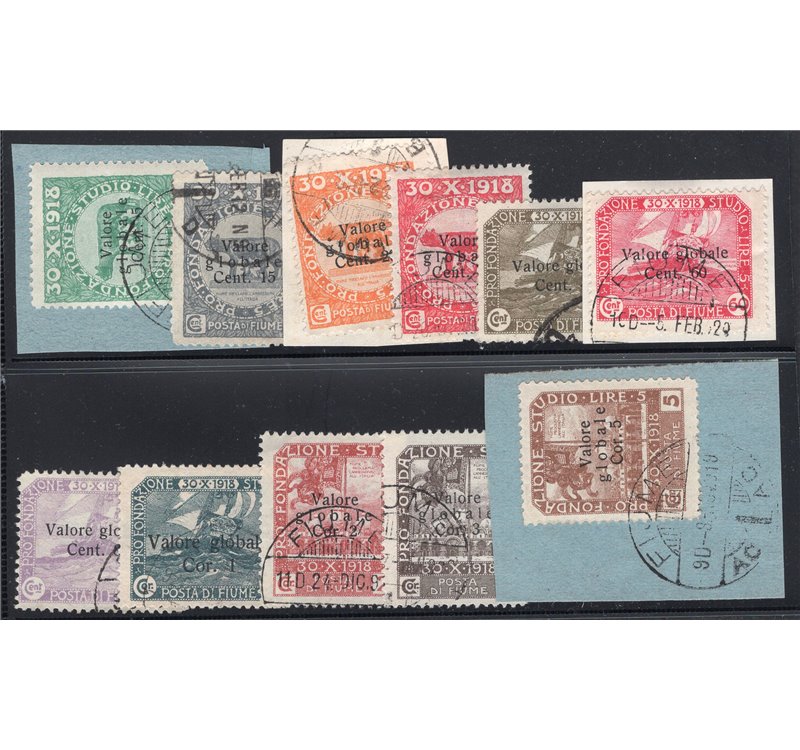 Terre Redente Fiume 1919/20 Allegorie e vedute serie n° 75/87. Cat. € 220 (U)