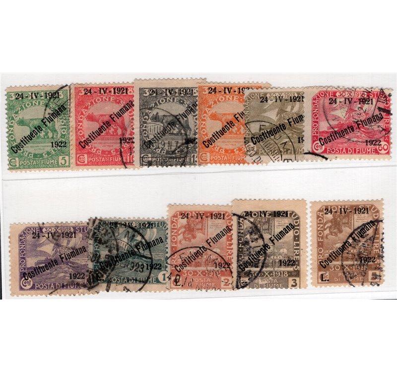 Terre Redente Fiume 1921 D'Annunzio serie n° 177/78 trattino in basso. Cat. € 150 (U)