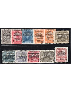 Terre Redente Fiume 1918/19 Segnatasse soprast. a macchina ed a mano serie n° 4/12. Cat. € 488 (*)