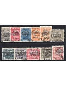 Terre Redente Fiume 1918/19 Segnatasse soprast. a macchina ed a mano serie n° 4/12. Cat. € 342 (U)