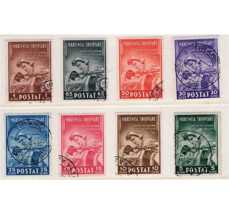 Occup. Italiane Albania 1943 - Pro opere antitubercolari serie n° 38/45. Cat. € 100