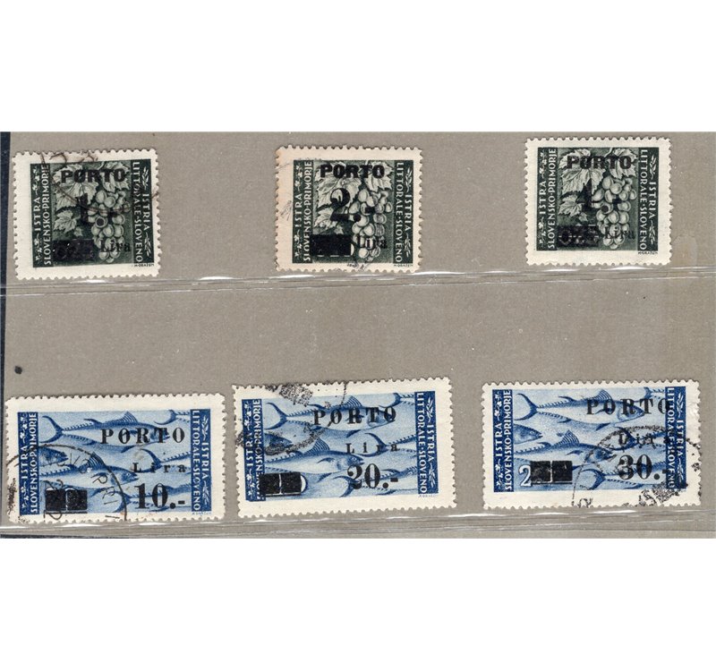Occup. Jugoslava Istria e Litorale Sloveno 1946 Soprast. "PORTO" serie n° 14/19. Cat. € 220 (U)