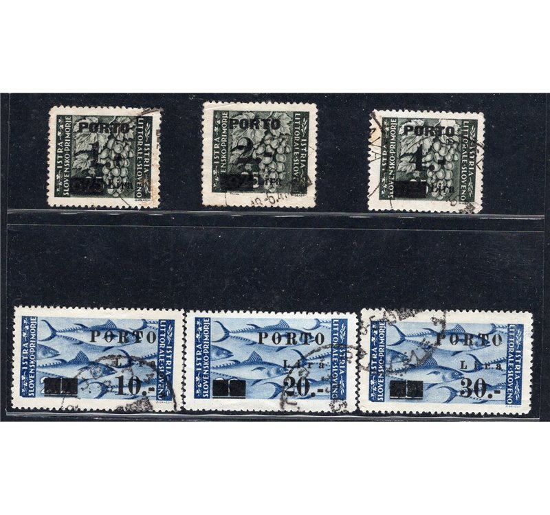 Occup. Jugoslava Istria e Litorale Sloveno 1946 Soprast. "PORTO" serie n° 14/19. Cat. € 220 (U)